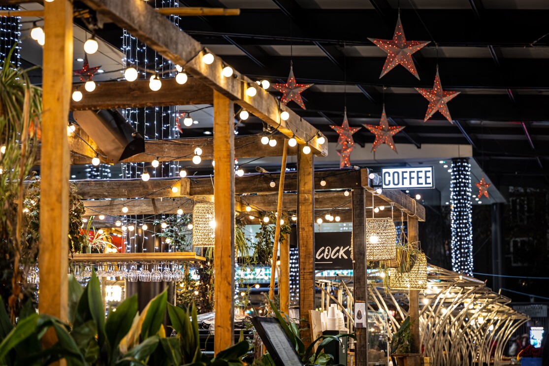 Food stalls in Spitalfields market 