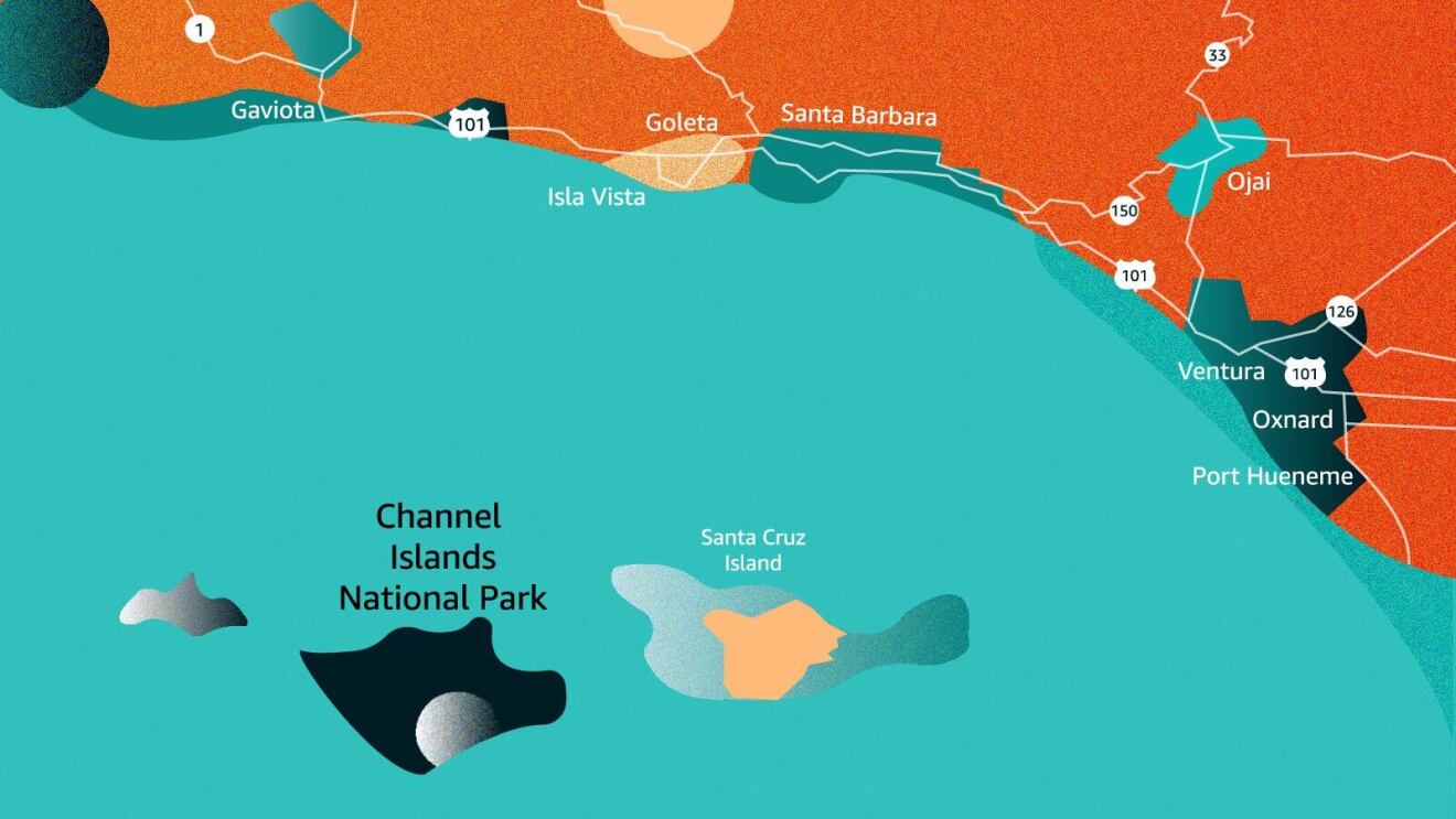 A map of Santa Cruz Island, California