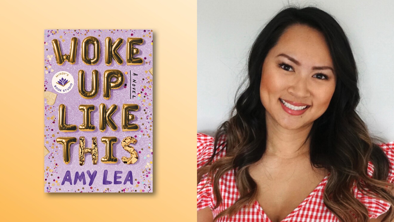 A photo of a book cover of, "Woke Up Like This" and a headshot of the author, Amy Lea.