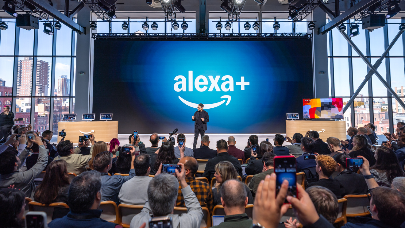 Panos Panay, SVP of Devices & Services on stage speaking at Amazon's 2025 Devices & Services event.