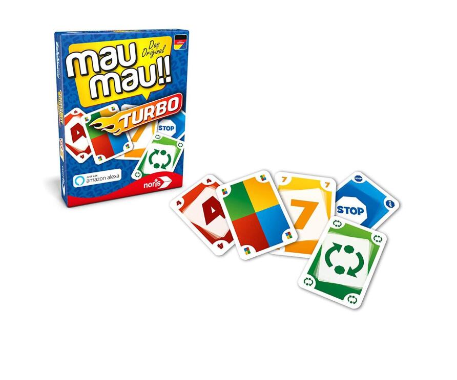 Abbildung des Spiels Mau Mau Turbo von Noris, erhältlich bei Amazon.de.