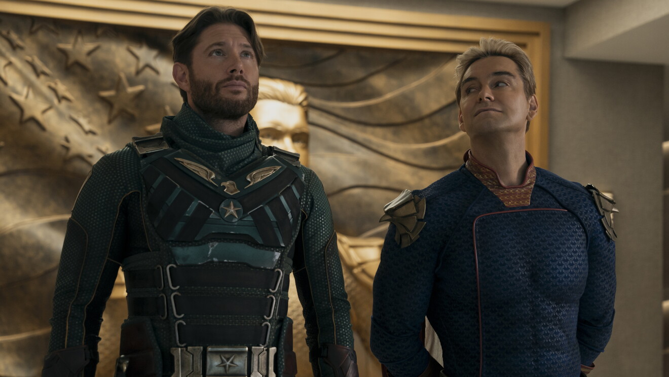  The Boys: Two superheroes in futuristic costumes standing side by side