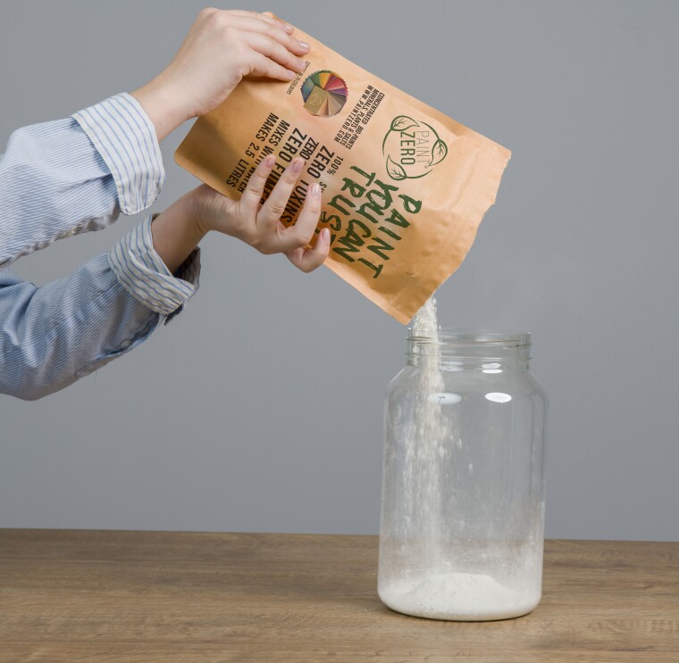 Paint Zero transforms into a vibrant, non-toxic paint when mixed with tap water