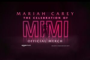 Mariah Carey The Celebration of MIMI official merch logo on a black background. 