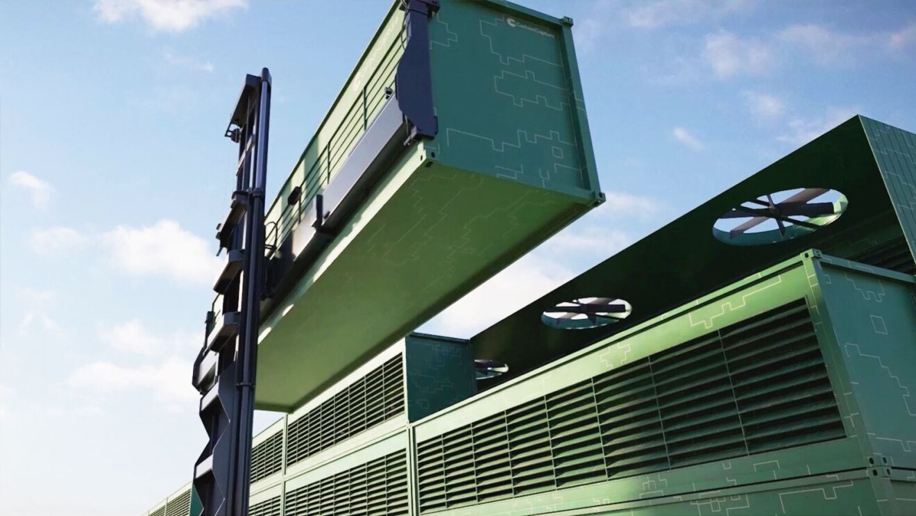 Renderings from CarbonCapture’s proposed direct air capture array.