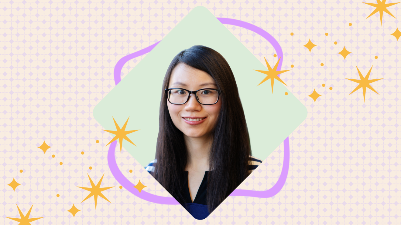 王菲的头像配上彩色背景。