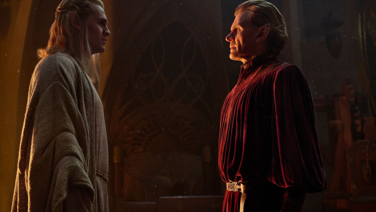 Charlie Vickers as Annatar and Charles Edwards as Celebrimbor on 'The Lord of the Rings: The Rings of Power'
