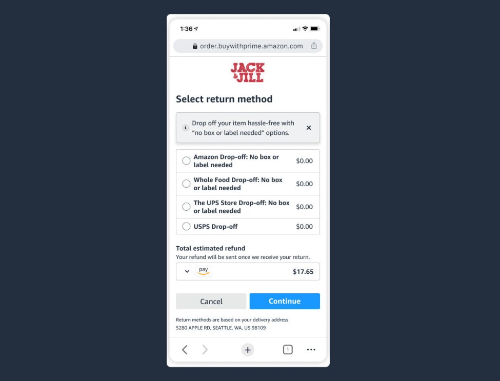 Screenshots of the live chat feature available when using Buy with Prime.