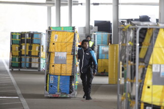 Delivery Associate Bringing Packages to Van 