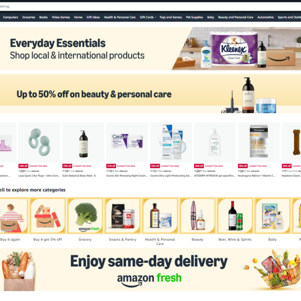 screenshot of Everyday essentials landing page