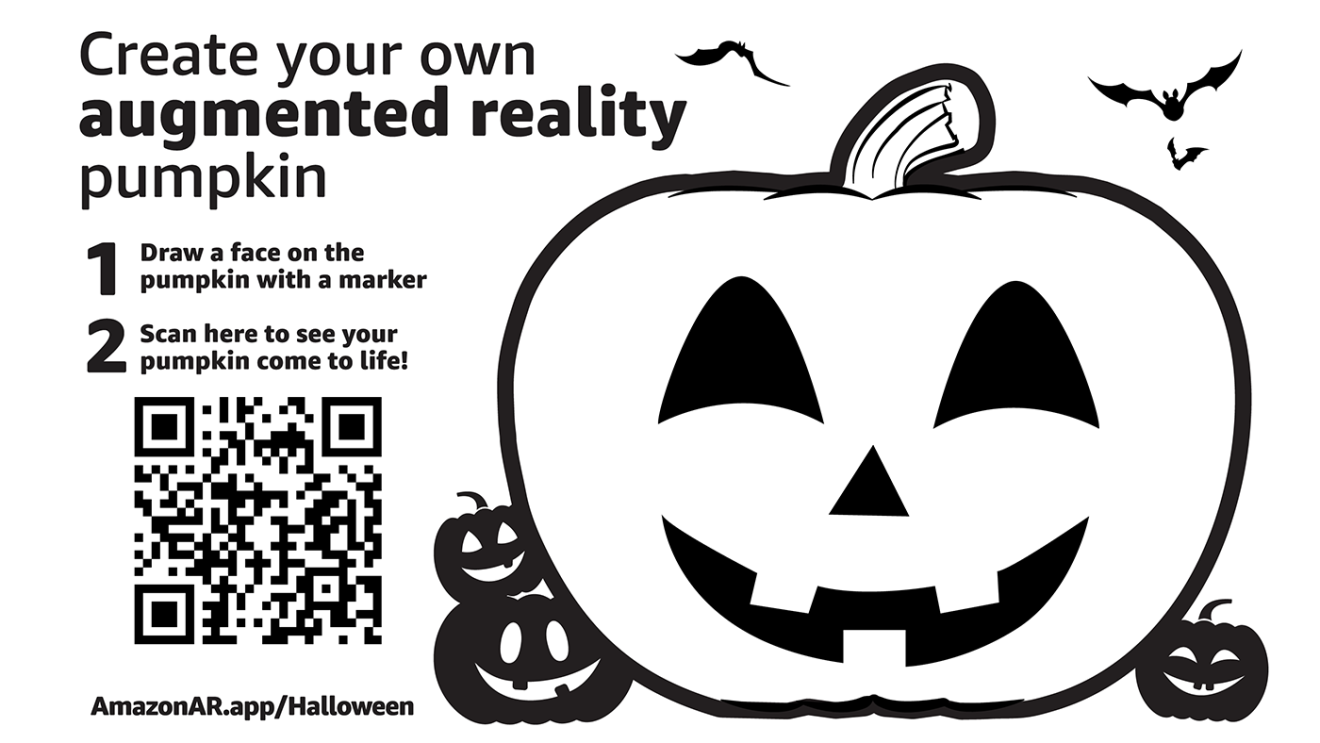 Amazon's augmented reality boxes include a pumpkin that customers can decorate and view in augmented reality.