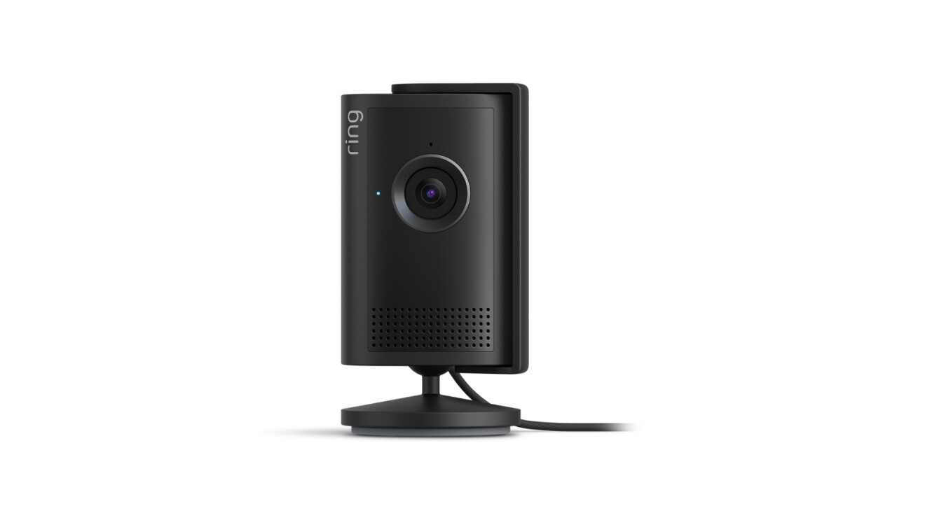 Indoor Camera Plus in black, front on.