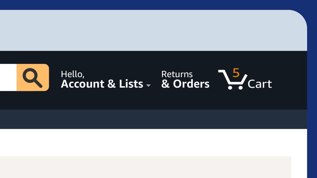 Amazon Registry Online store navigation bar featuring account management and shopping functions