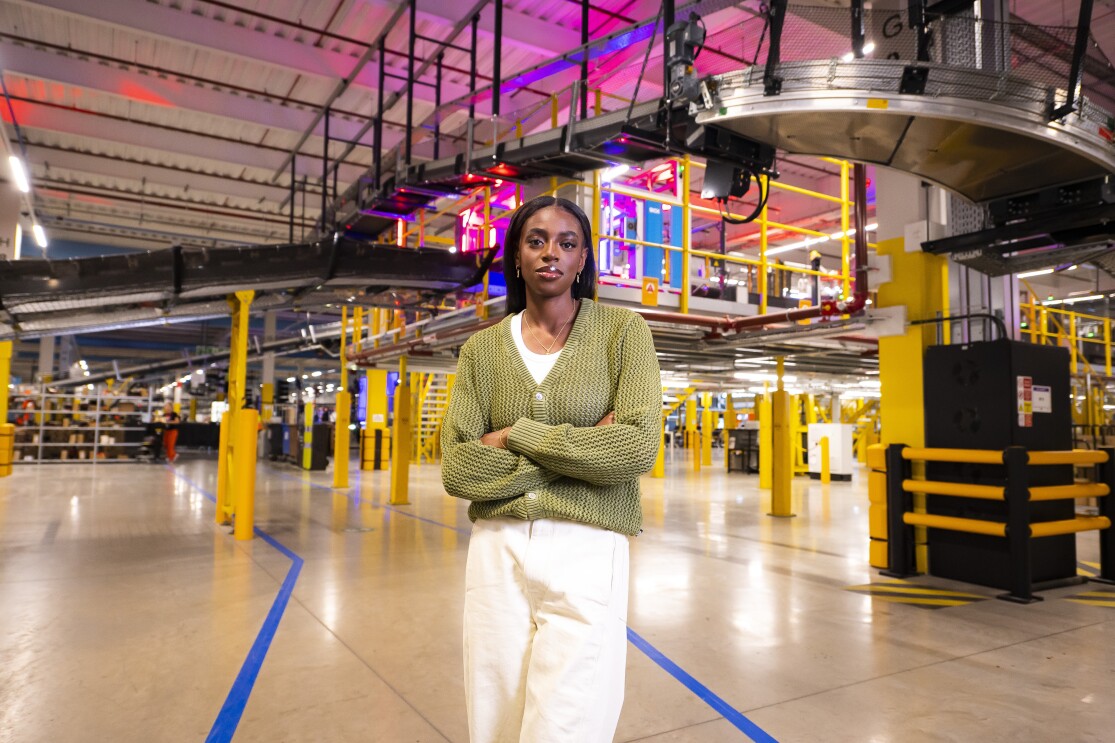 Cat Burns at Amazon's Fulfulment Centre in Dartford