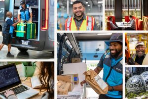 Collage of Amazon employees in various roles