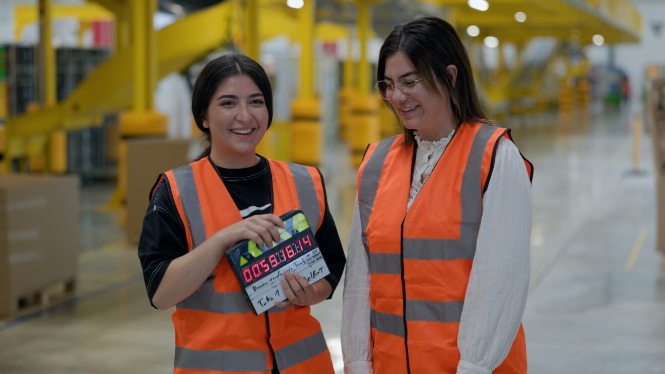 Amazon workers pose for photo