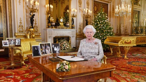 Queen Elizabeth II poses for a photo after she recorded her annual Christmas Day message.