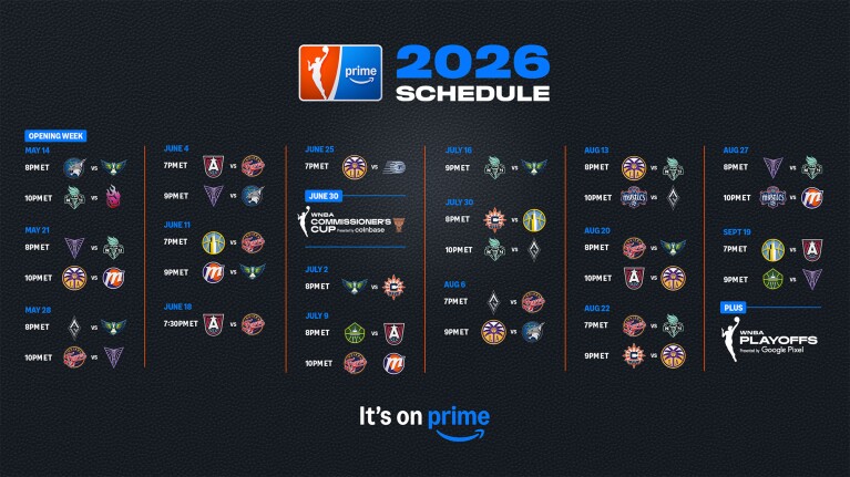 2026 WNBA schedule on Prime Video.