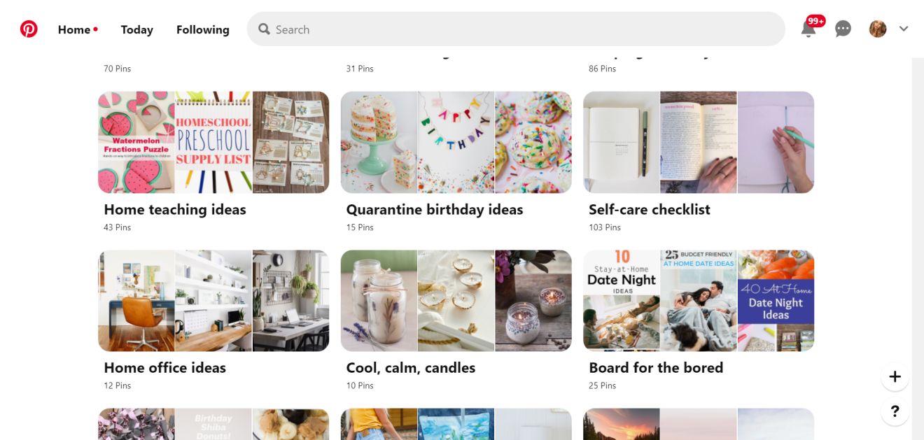 Pinterest's "Stay Safe. Stay Inspired" board to help pinners find things to do while social distancing.