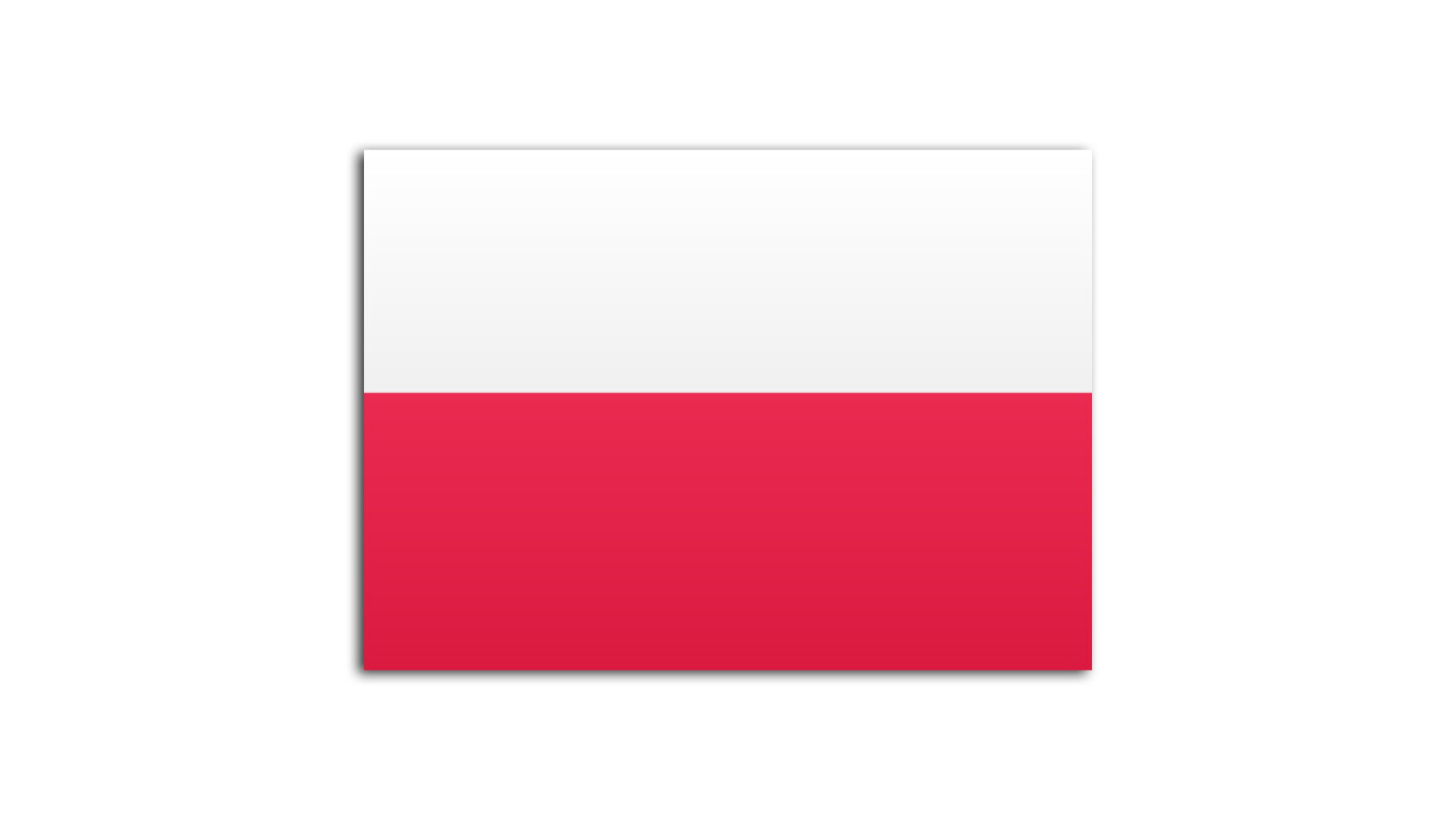 Flat flag of Poland on white background
