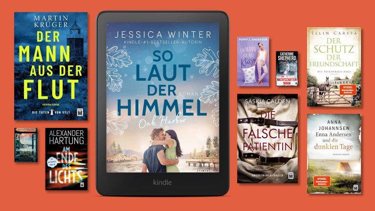 Kindle eBook-Reader mit Auswahl der Kindle+ Bestseller 2025.