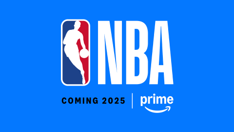 NBA logo with 'COMING 2025 | prime' text on blue background