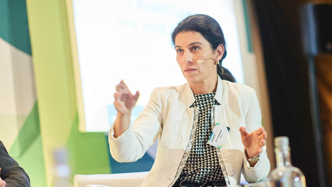 Eirini Zafeiratou, Director of EMEA Public Policy at Amazon speaking as one of the panelists. 