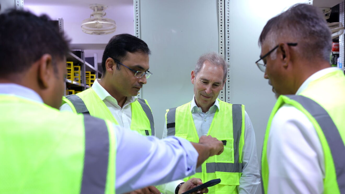 Amazon CEO Andy Jassy at an Amazon Now micro-fulfilment centre