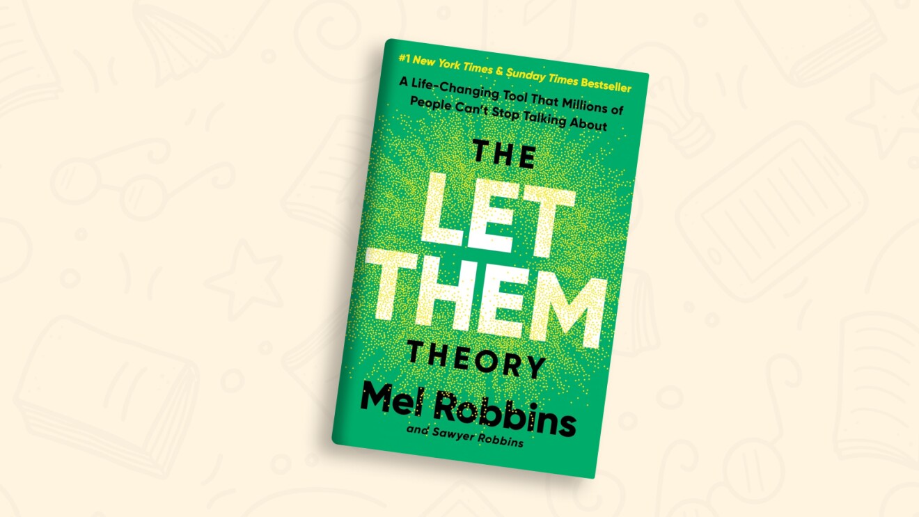Book cover: The Let Them Theory by Mel Robbins, bestseller on green background