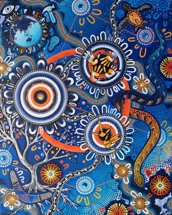 Artwork featured in Amazon Australia's RAP created by Kalkadoon artist Chern'ee Sutton