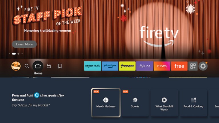 A screenshot of a Fire TV home screen.