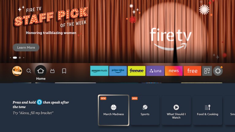 A screenshot of a Fire TV home screen. 