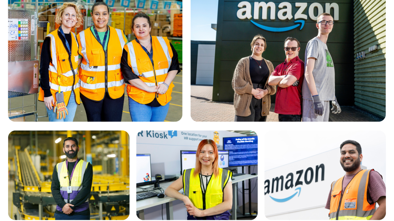 Collage of Amazon employees across Career Choice and Supported Internships 
