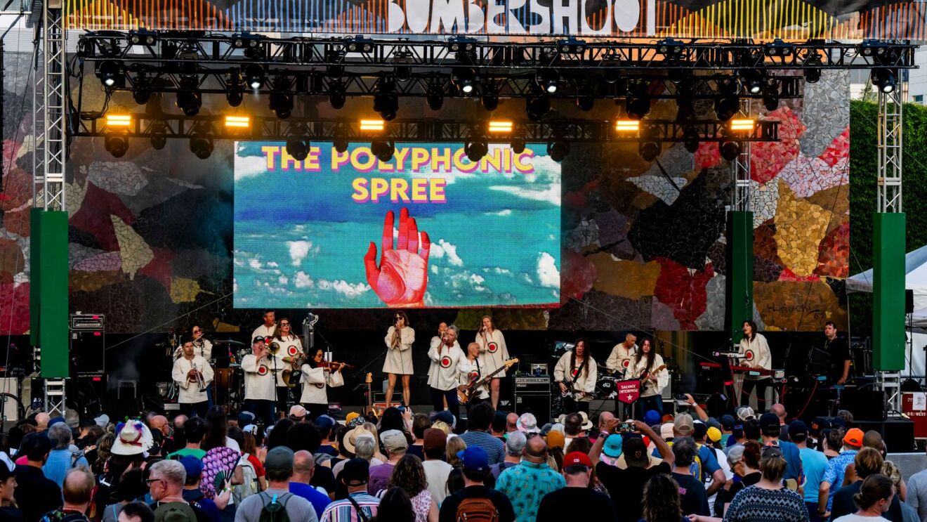 Bumbleshoot concert band on stage