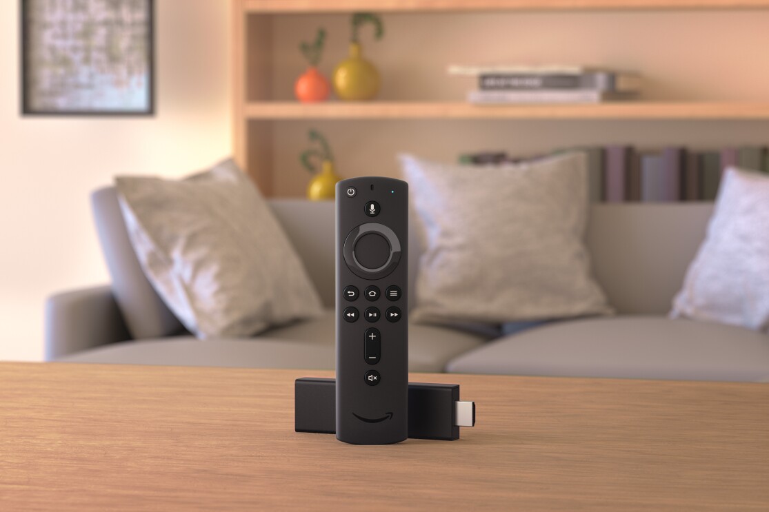 Fire TV stick in a living room 