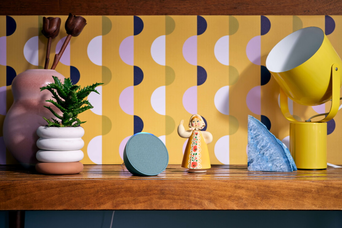 An Echo Pop on a table