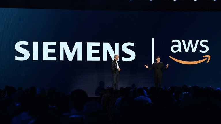 Matt Wood and Ronald Busch presenting at the CES 2024 Keynote. 