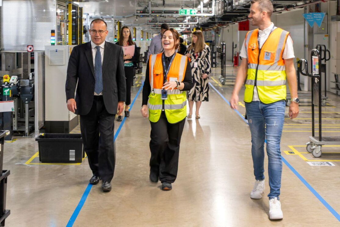 A group of people visit the Amazon Innovation Accelerator