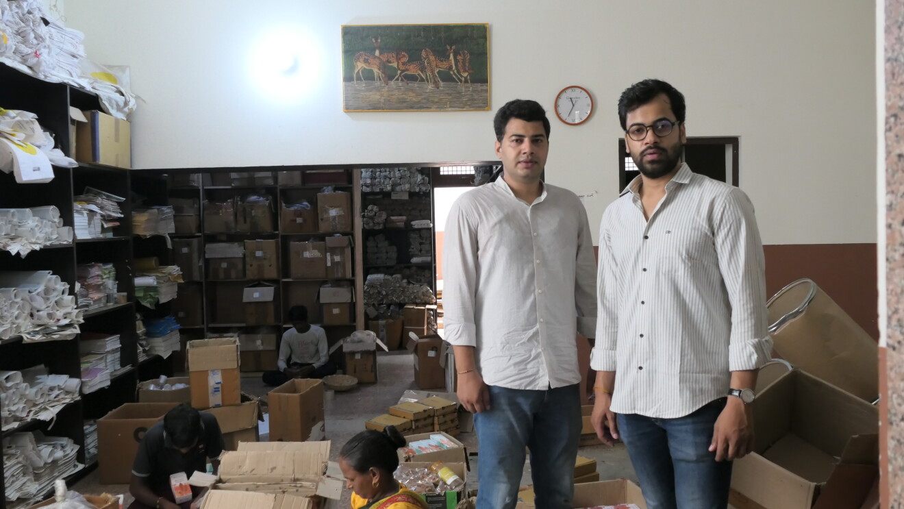 Prateek and Prabhaat Pandey at their Devgandha factory in Vrindavan