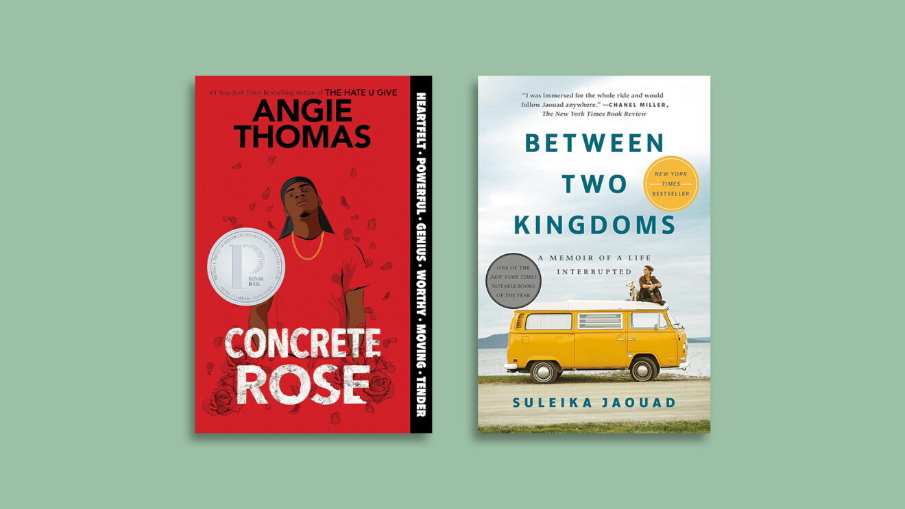 An image of book covers on a green background.