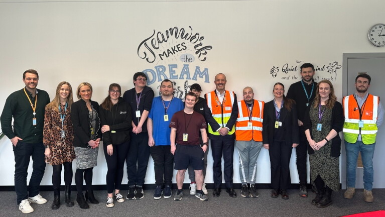 Amazon UK Country Manager John Boumphrey pictured with interns