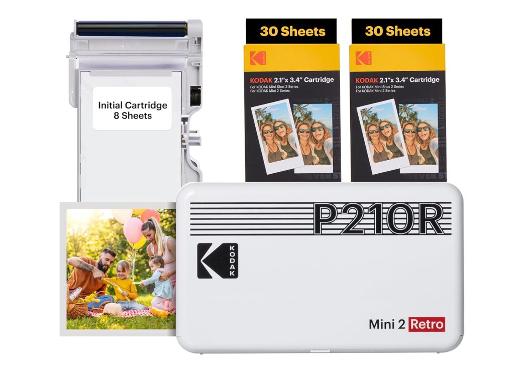 The KODAK Mini 2 Retro 4PASS Portable Photo Printer