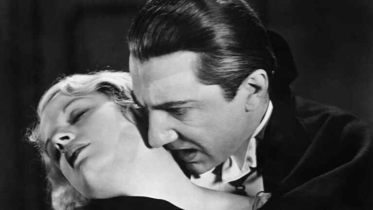 Iconic film noir style image of lovers in tender moment