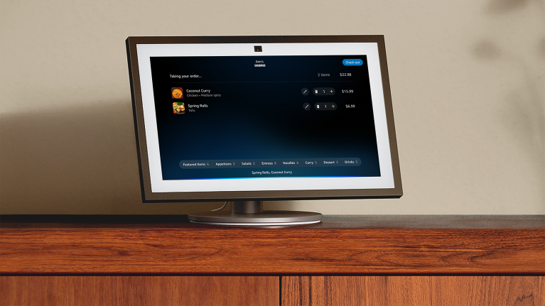Food order placed with Alexa+ displayed on Echo Show
