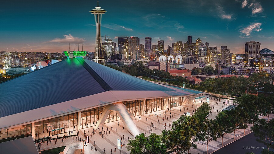 Rendering of the new Climate Pledge Arena in Seattle, Washington