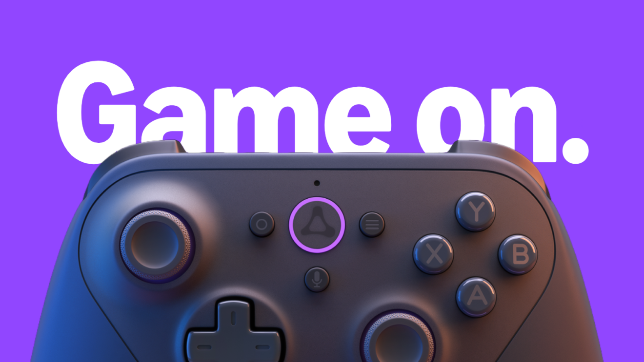 Amazon_Luna controller against a purple background and slogan.
