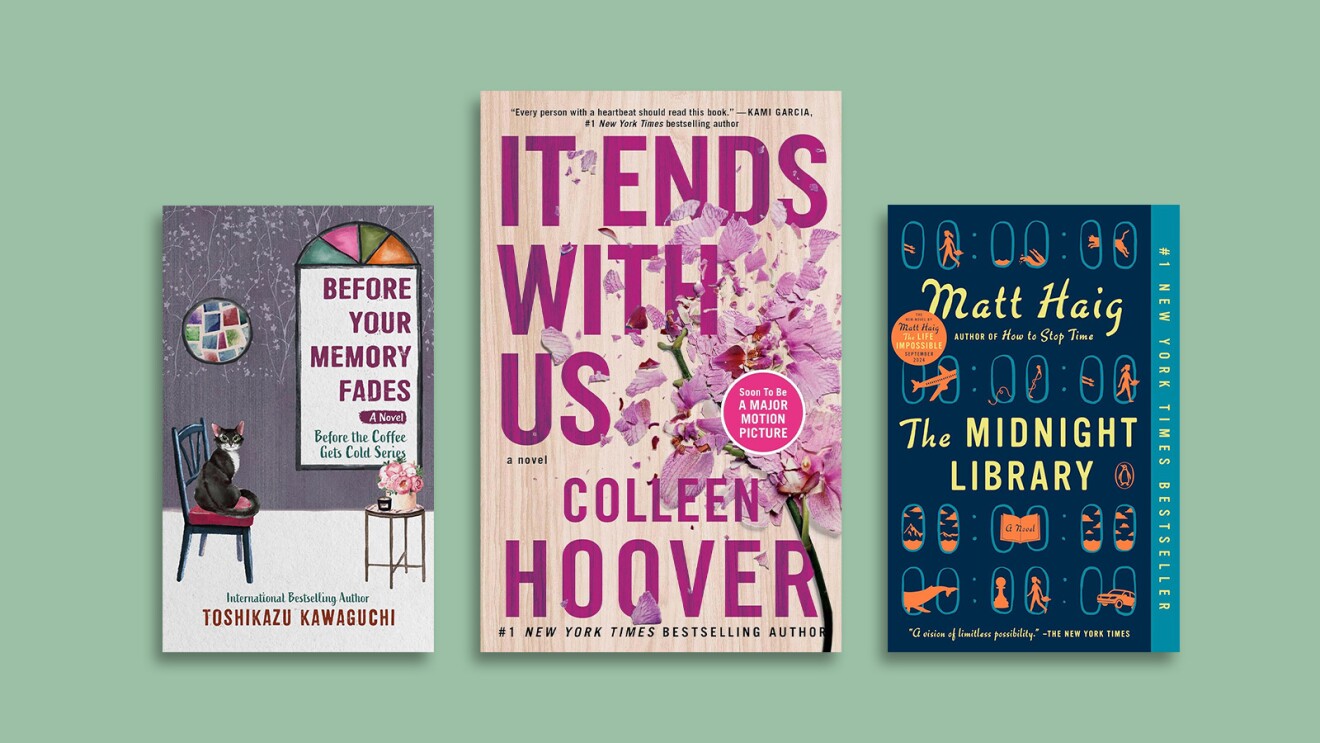 An image of book covers on a green background.