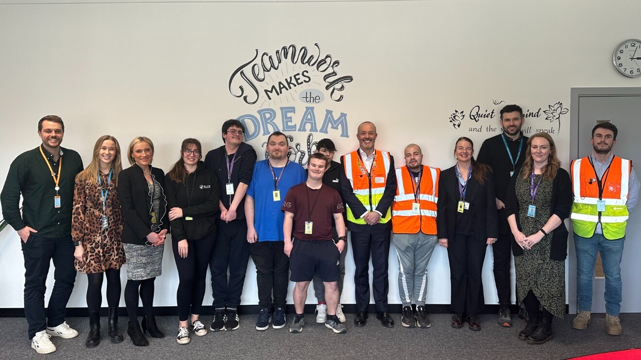 Amazon UK Country Manager John Boumphrey pictured with interns 