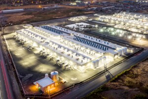 drone shot of a data center