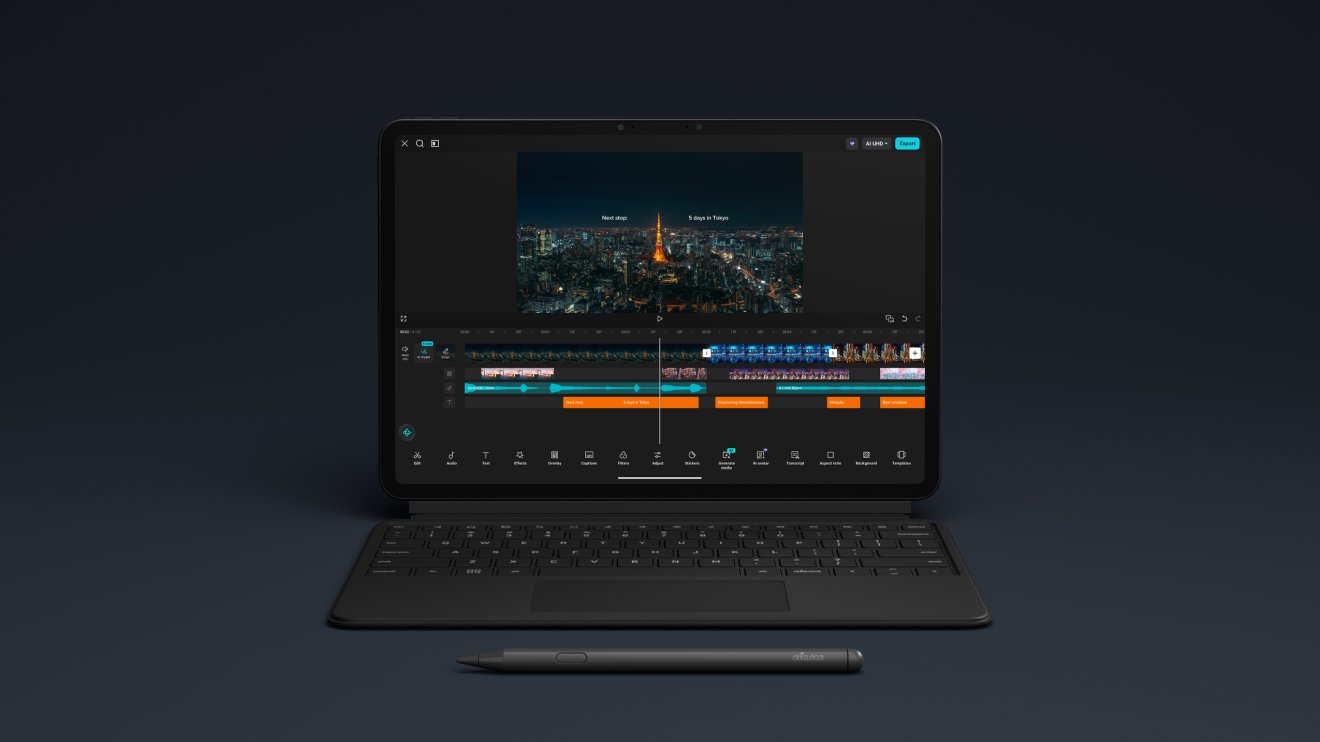 Amazon Alexa Tablet with the keyboard and pen